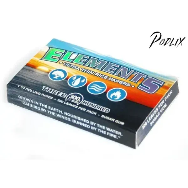 Elements King Size Ultra Thin Slim Rice Rolling Papers, 50 Packs