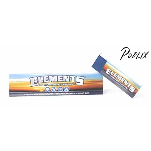 Elements King Size Slim Ultra Thin Rice Rolling Paper Full Box of 50 Packs-
