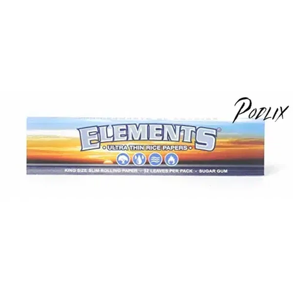 Elements King Size Slim Ultra Thin Rice Rolling Paper Full Box of 50 Packs-