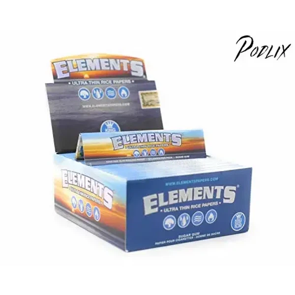 Elements King Size Slim Ultra Thin Rice Rolling Paper Full Box of 50
