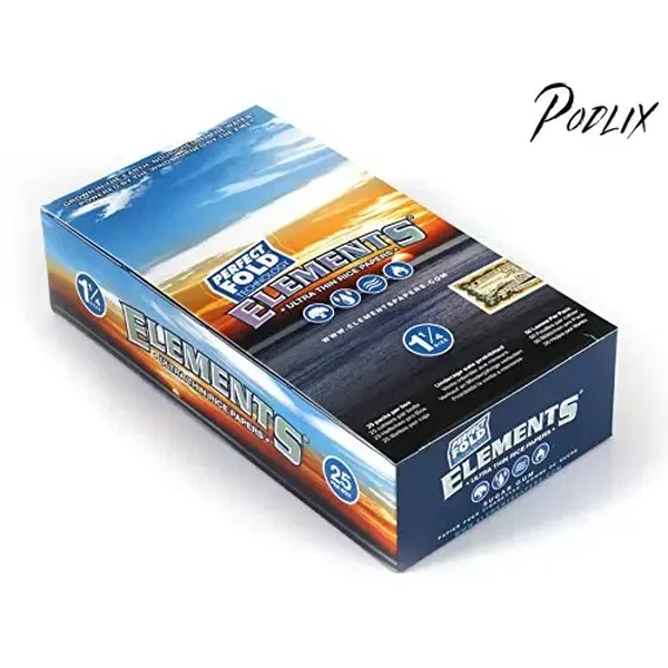 Elements Perfect Fold Ultra Thin Rice Papers (1.25) 50 Leaves Per Pack, Box of 25 Packs = 1250 Leaves-