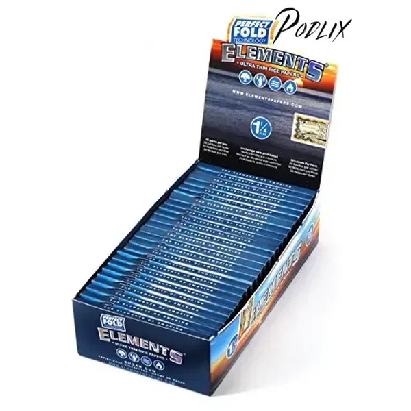 Elements Perfect Fold Ultra Thin Rice Papers (1.25) 50 Leaves Per Pack, Box of 25 Packs = 1250 Leaves-
