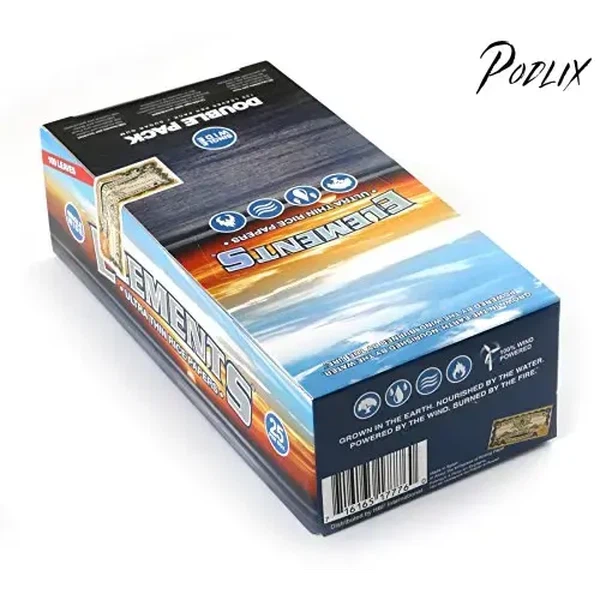 Elements Single Wide Rice Thin Cigarette Rolling Papers, Sugar Gum, 100 Count (Pack of 25)-