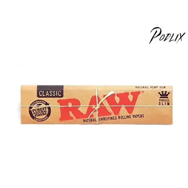 Raw Classic King Size Slim Rolling Paper Full Box of 50 Packs-