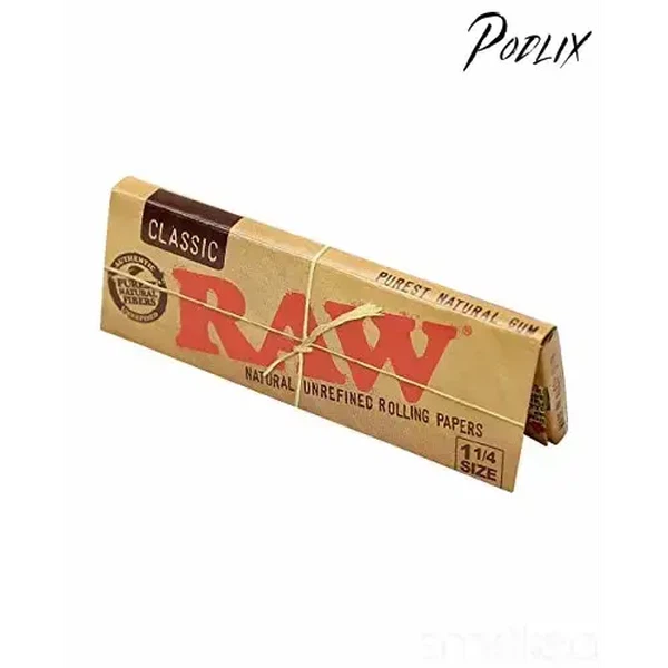 Raw Unrefined Classic 1.25 1 1/4 Size Cigarette Rolling Papers, 50 Count (Pack of 6)-