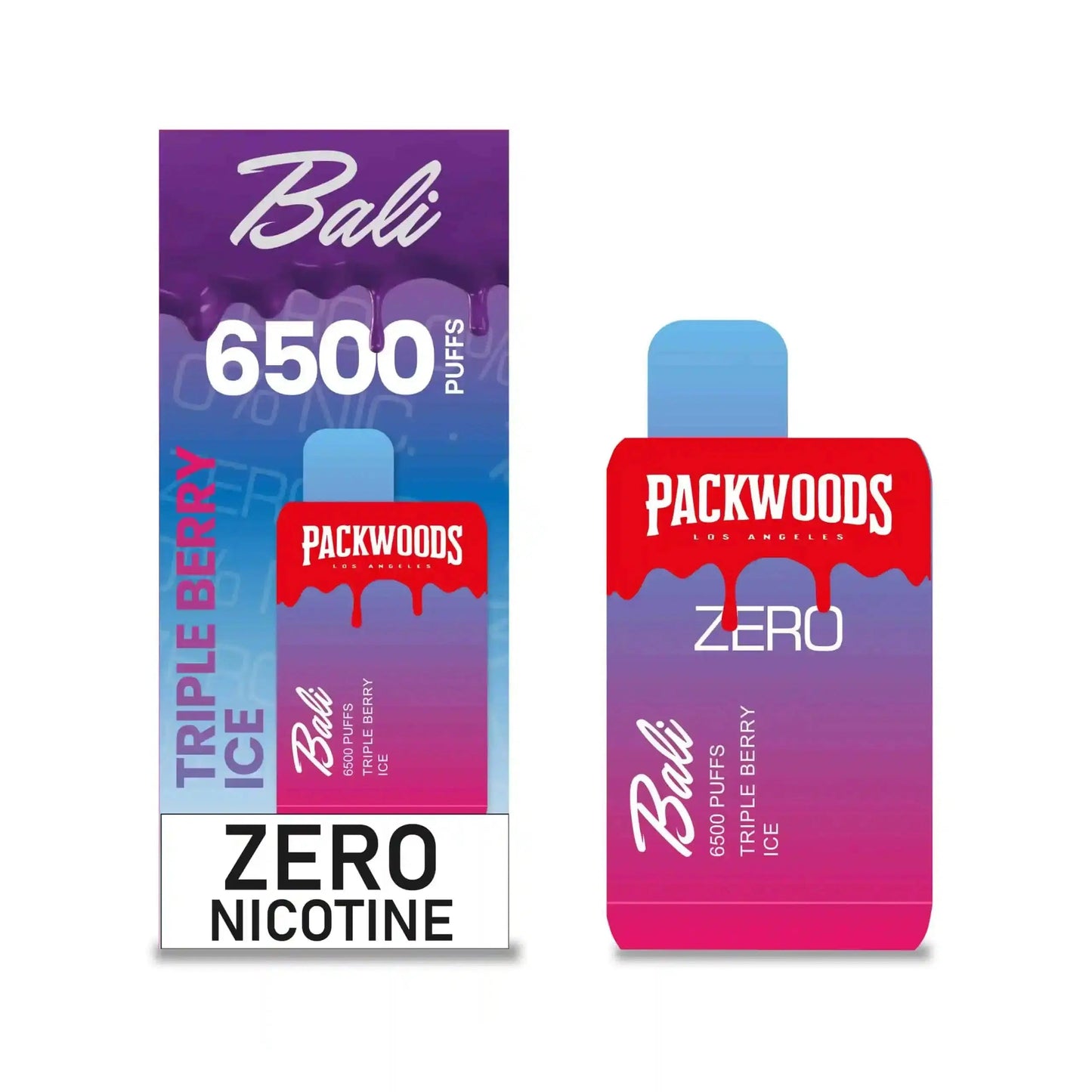 Bali + Packwoods Zero Triple Berry Ice Flavor - Disposable Vape