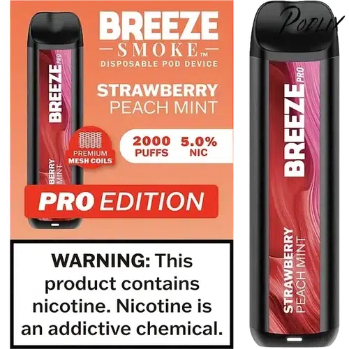Breeze Pro Strawberry Peach Mint Flavor - Disposable Vape