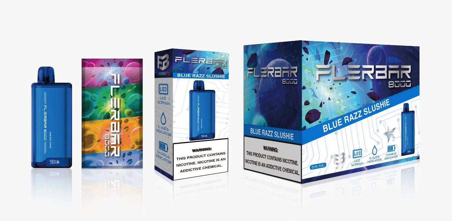 FLERBAR 8000 Blue Razz Flavor - Disposable Vape