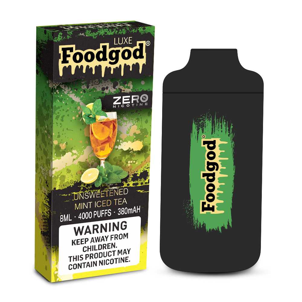 Foodgod Luxe Vape zero Nic Unsweetened Mint Iced Tea Flavor - Disposable Vape