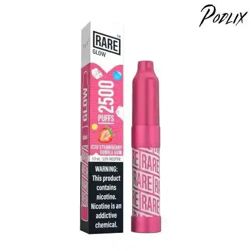 Rare GLOW ICED STRAWBERRY BUBBLE GUM Flavor - Disposable Vape