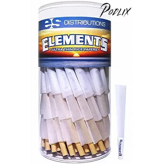 Elements Ultra Thin Rolling Paper Cones 1 1/4 | 100 Pack | Pre Rolled with Tips and Packing Tubes Included-