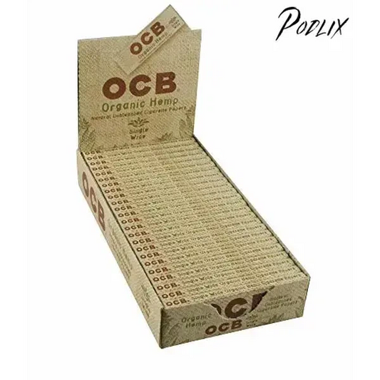 OCB Organic Hemp Rolling Papers Single Wide Size - Full Box (24 Books)-