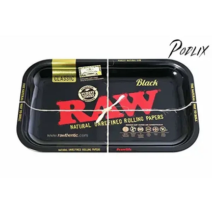 RAW Gold and Black Metal Rolling Tray - Limited Edition - 11'' x 7'' Size-