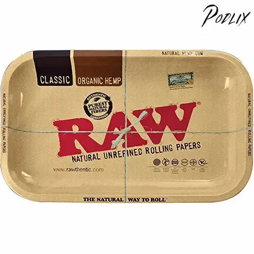 RAW Rolling Tray Combo Includes Tray, 1 1/4 Rolling Papers, Original Tips, and RAW 79mm Rolling Machine and American Rolling Club Tube (Small)-