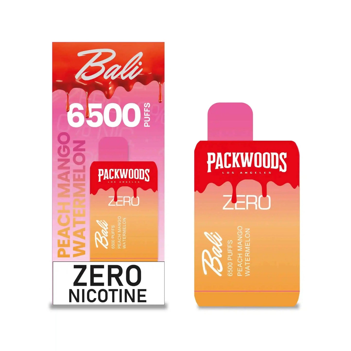 Bali + Packwoods Zero Peach Mango Watermelon Flavor - Disposable Vape