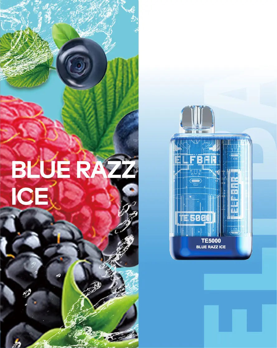 Elf Bar TE5000 Blue Razz Ice Flavor - Disposable Vape