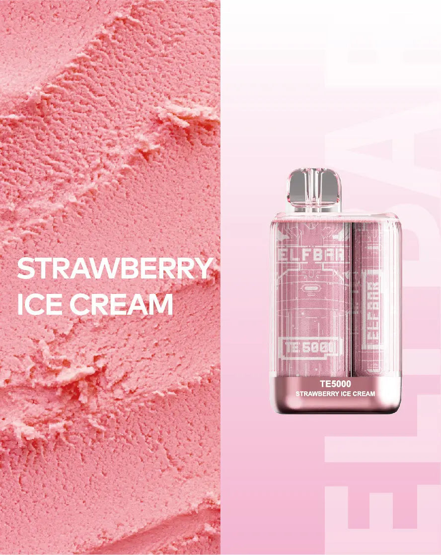 Elf Bar TE5000 Strawberry Ice Cream Flavor - Disposable Vape